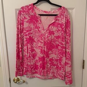 Lilly Pulitzer Paradise Pink Rule Breakers Toile Kayleigh Top XL